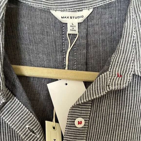 Casual Ticking Stripe Button-Up Dress - Picture 2 of 5